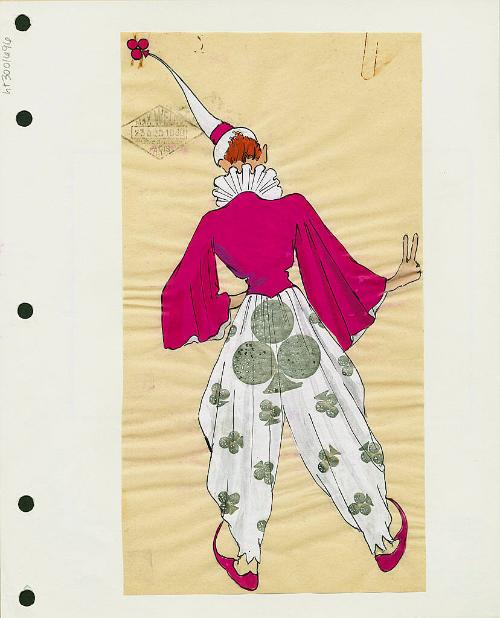 Pink and White Clown of Clubs