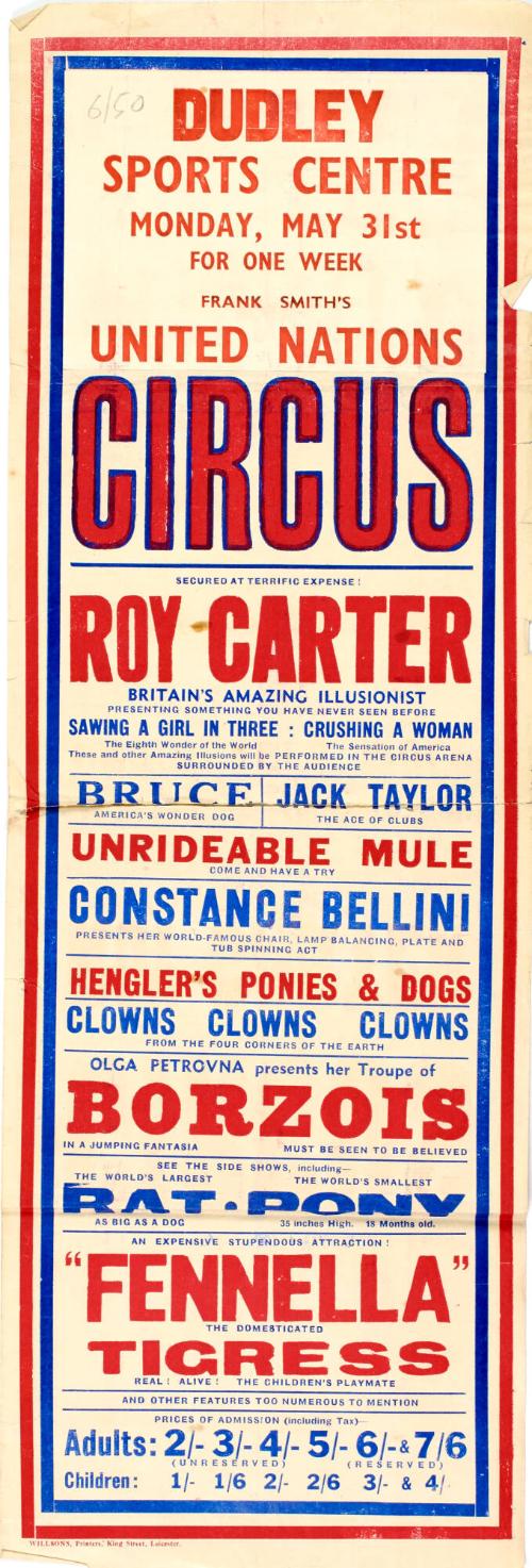 Playbill for Dudley Sports Centre, May 31, no year, Leicester