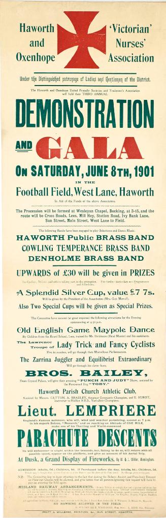 Playbill for Haworth and Oxenhope Victorian Nurses Association, Haworth, June 8, 1901