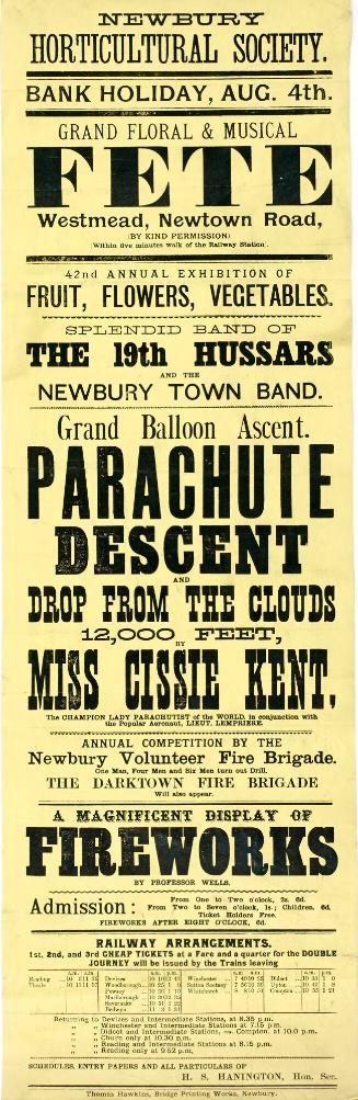 Playbill for Newbury Horticultural Society, 42nd Annual Exhibition of Fruit, Flowers, Vegetables