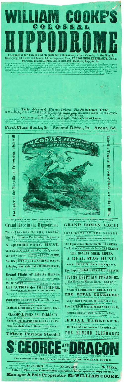Playbill for William Cooke's Colossal Hippodrome
