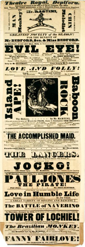 Playbill for Theatre Royal, Deptford. January 22, 1844