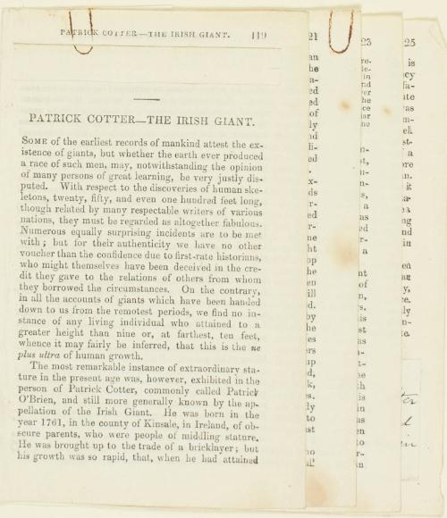 Excerpt from booklet about Patrick Cotter - The Irish Giant