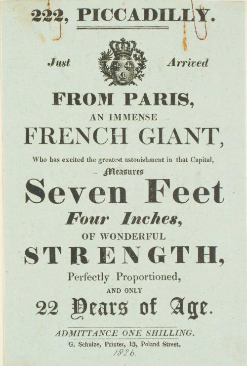Handbill for An Immense French Giant at 222 Piccadilly