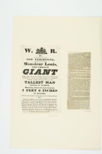 Handbill for Monsieur Louis, The French Giant. Leeds, 1829