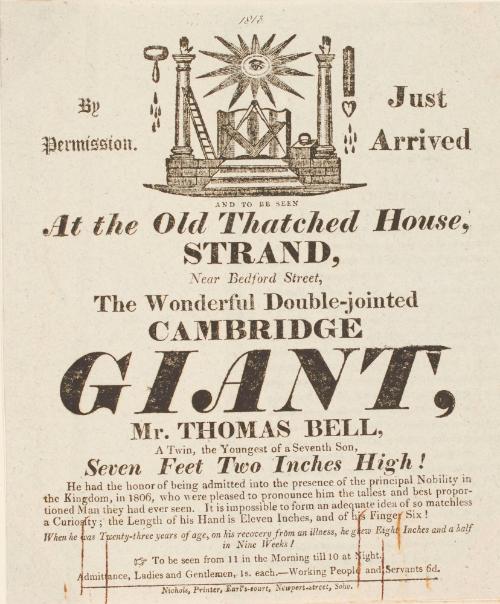 Handbill for the Cambridge Giant, Thomas Bell, London, 1813