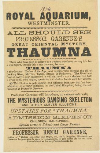 Handbill for Royal Aquarium, Westminster. 1884