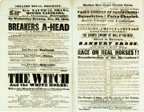 Double page playbill for Theatre Royal, Brighton. December 26, 1838