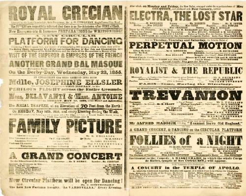 Double page playbill for Royal Grecian, May 23, 1855