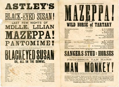 Doublepage playbill for Astley's, London