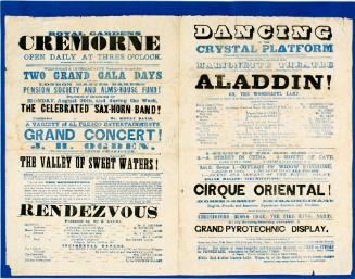 Double page playbill for Royal Gardens Cremorne, September, no year
