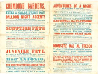 Doublepage playbill for Cremorne Gardens, July, no year