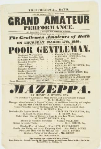 Handbill for Theatre Royal, Bath. March 17, 1859