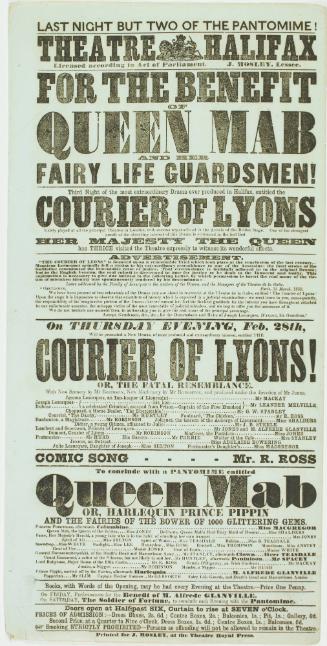 Playbill for Theatre Halifax. February 28, 1856