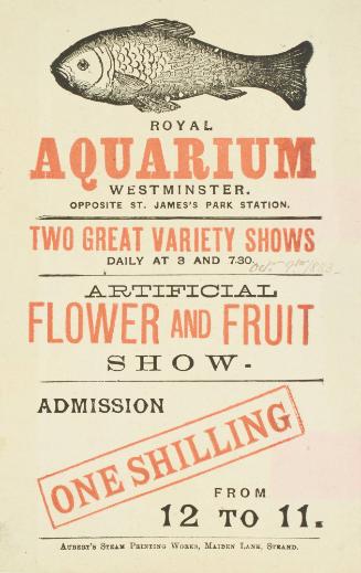 Handbill for Royal Aquarium Westminster. October 9, 1883