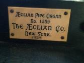 Aeolian Pipe Organ Opus no. 1559 showing date written in pencil
