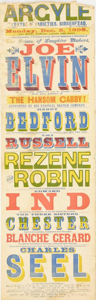 Playbill for The Argyle Theatre of Varieties, Birkenhead. December 5, 1898
