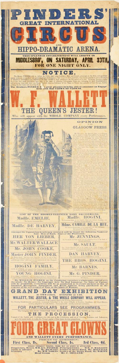 Playbill for Franconi's Cirque National de France, Bristol