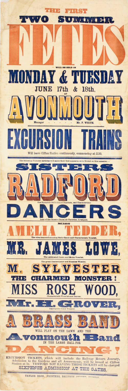 Broadside for The First Two Summer Fetes, Avonmouth. June 17-18, 1889