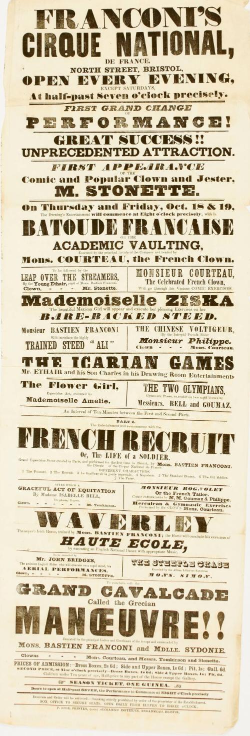 Playbill for Pinder's Great International Circus and Hippo-Dramatic Arena. Middlesbro, April 30, no year