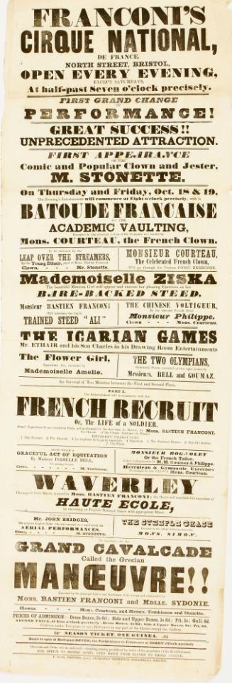 Playbill for Pinder's Great International Circus and Hippo-Dramatic Arena. Middlesbro, April 30, no year