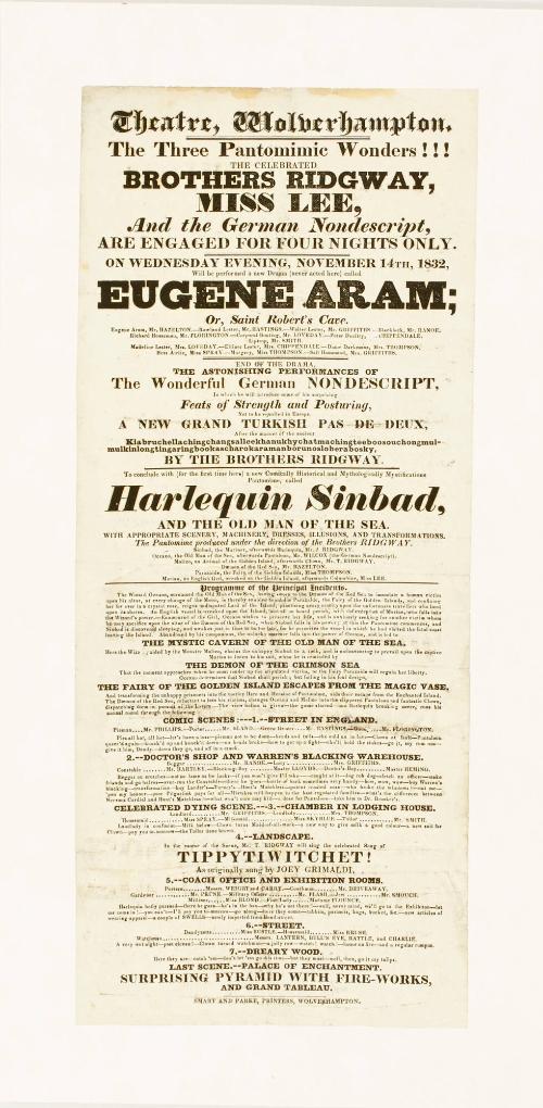 Playbill for Theatre, Wolverhampton. November 14, 1832