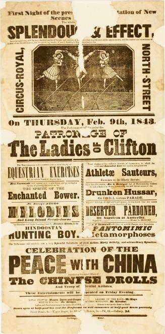Playbill for Circus Royal, North Street, Bristol. February 9, 1843