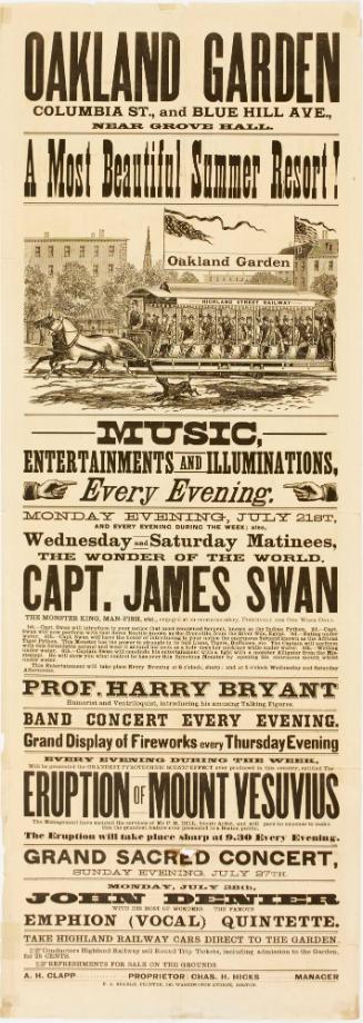 Playbill for Oakland Garden, Boston, July 21-28, 1879