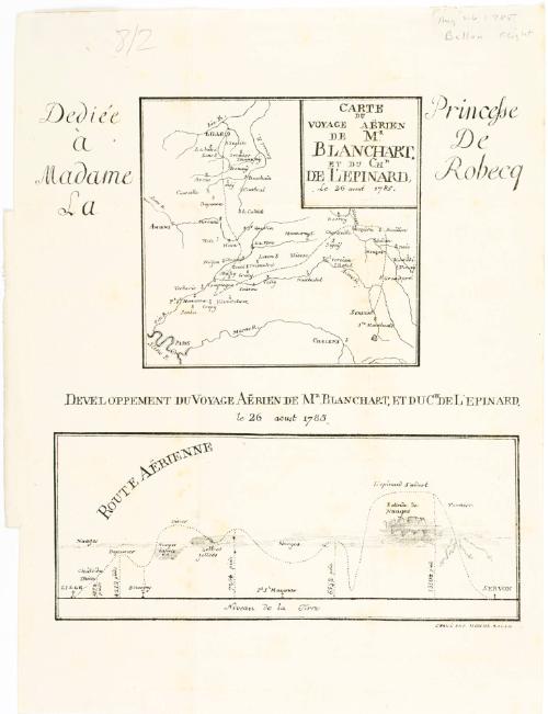 Carte du Voyage Aerien de Mr. Blanchart et du Chr. de L'epinard de aout 1785