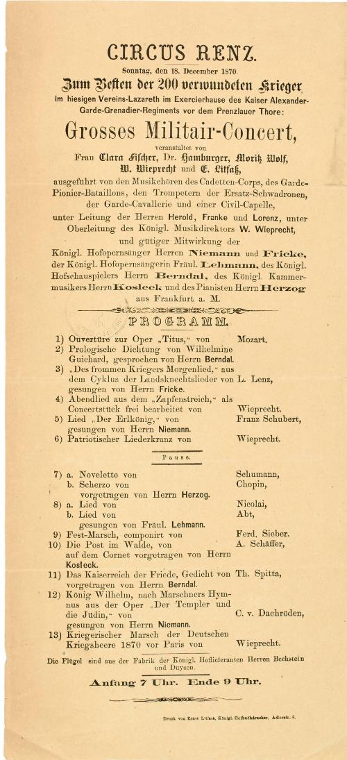 Circus Renz, Prenzlauer Berlin. December 18, 1870