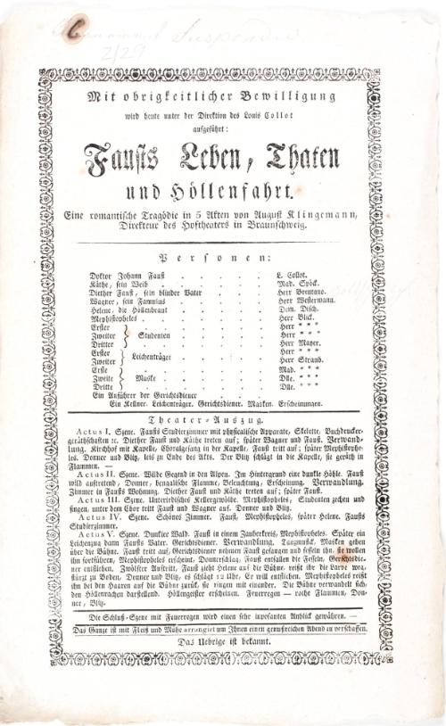 Fausts Leben, Thaten und höllenfahrt, eine romantische Tragodie in 5 akten