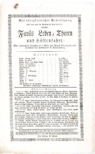 Fausts Leben, Thaten und höllenfahrt, eine romantische Tragodie in 5 akten