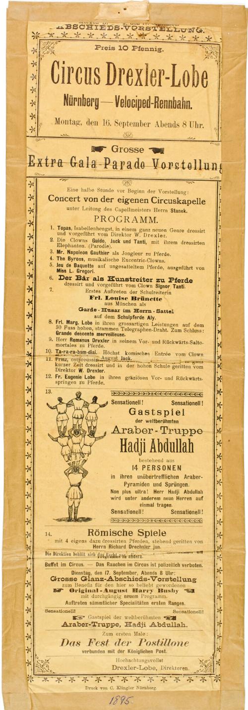 Circus Drexler-Lobe; Nurnberg.  September 16, 1895