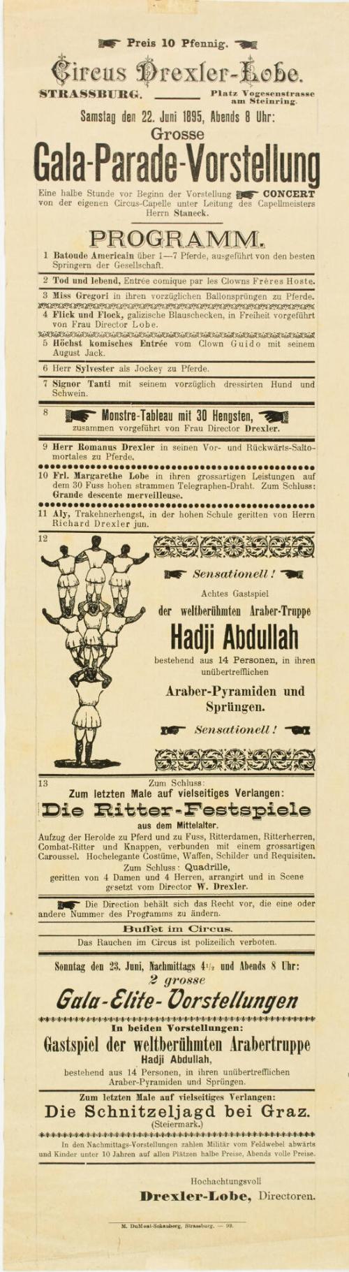 Circus Drexler-Lobe, Strassburg. June 22, 1895