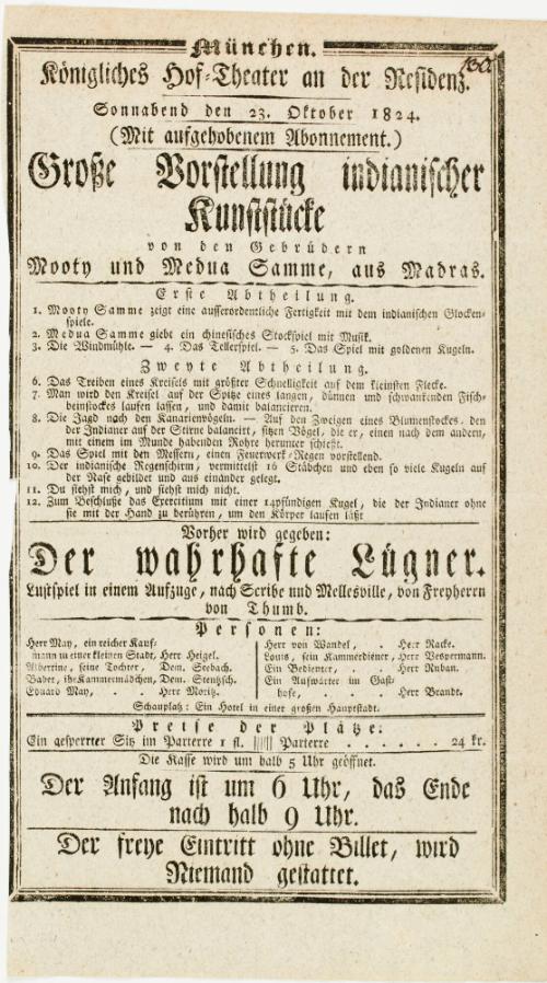 Köningliches Hof-Theatre an der Residenz, Munich. October 23, 1824