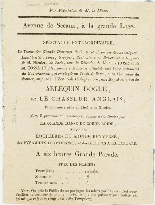 Spectacle Exrtraordinaire, Avenue de Sceaux, Versailles, France. No date