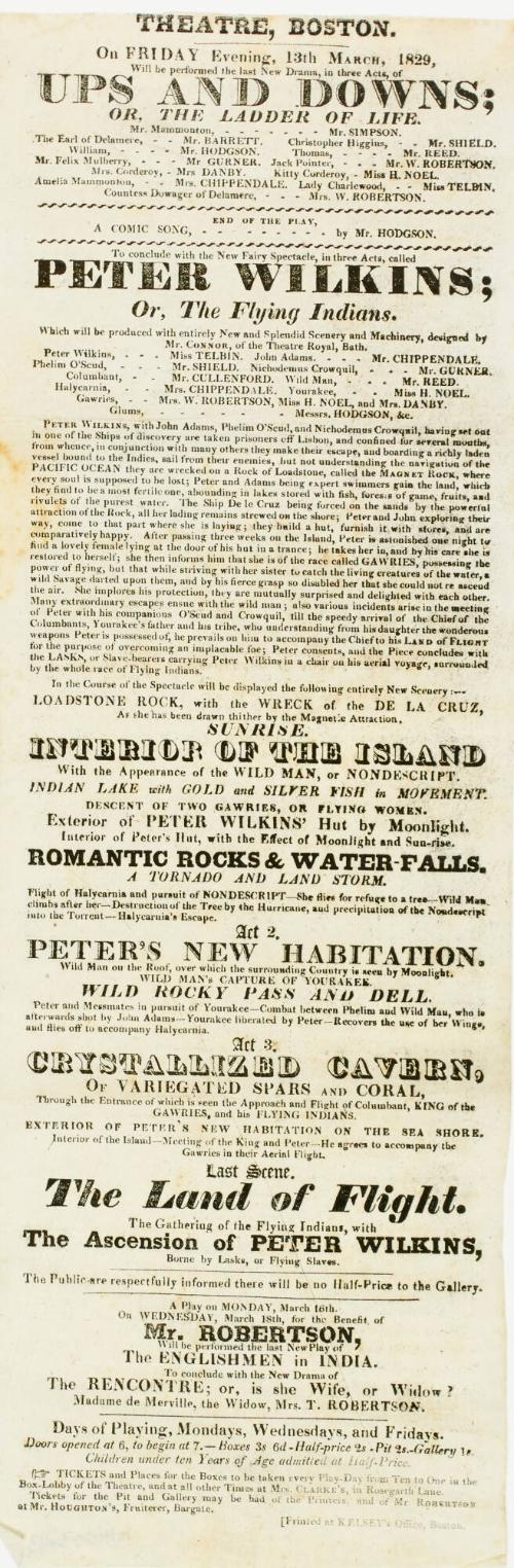 Theatre, Boston. March 13, 1829