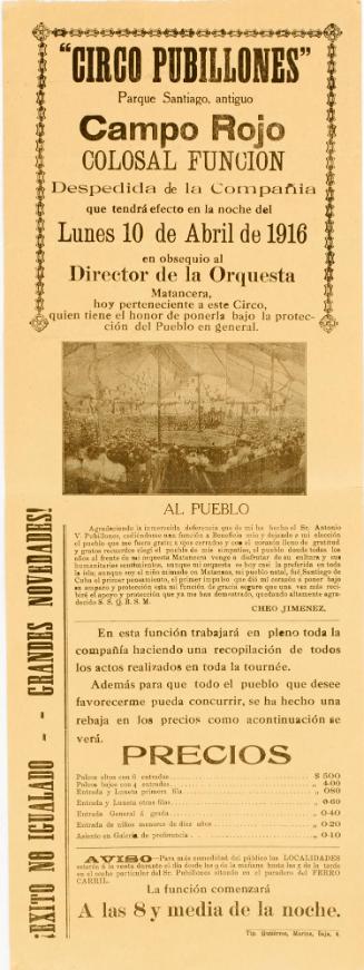 Circo Pubillones, Campo Rojo, Baja Mexico. April 10, 1916