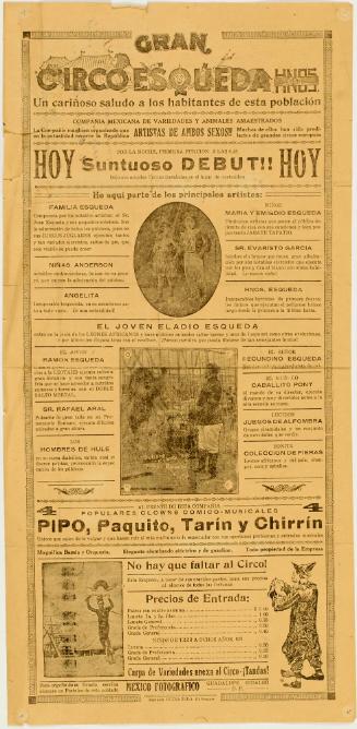 Handbill for Gran Circo Esqueda. Chihuahua, Mexico. No date