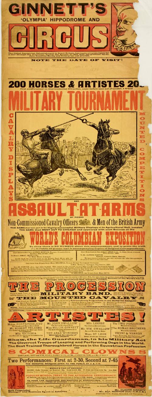 Ginnett's 'Olympia' Hippodrome and Circus. April 11, 1894