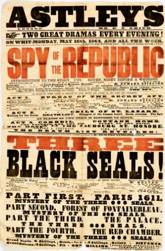 Broadside bill for Astley's, May 16, 1864
