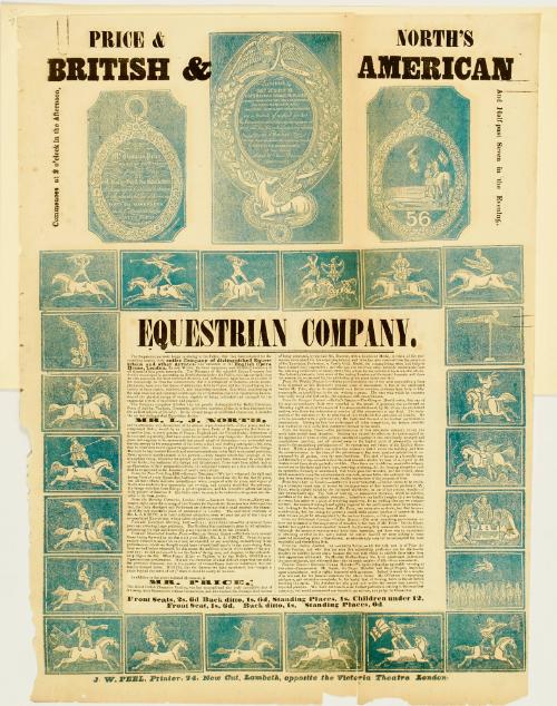 Advertisement for Price & North's British & American Equestrian Company, after 1841