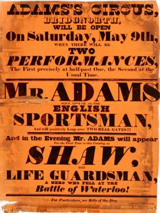 Adams's Circus, Bridgnorth, May 9, no year