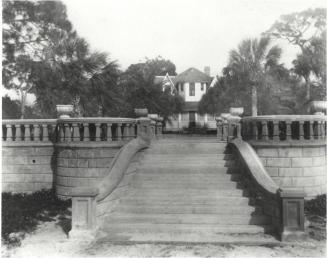 Palms Elysian. Stairs leading to beach were later incorporated into Ca' d'Zan basement structur…