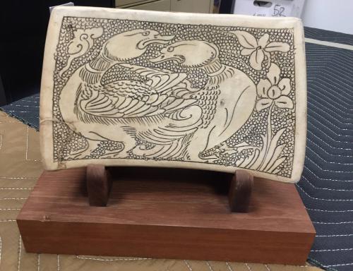 Pillow with Paired Mandarin Ducks on Pearl-stamped Ground