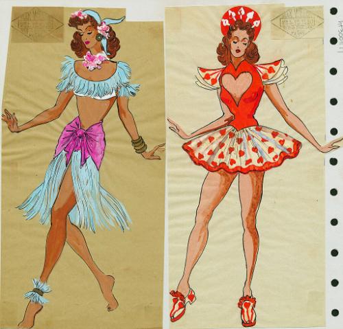 Blue Fringed Costume and Red and White Heart Costume