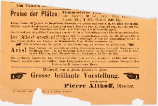 Circus Corty-Althoff. Wiesbaden. June 1, 1897