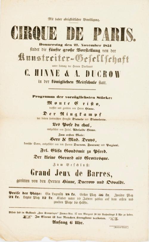Cirque de Paris. November 27, 1851