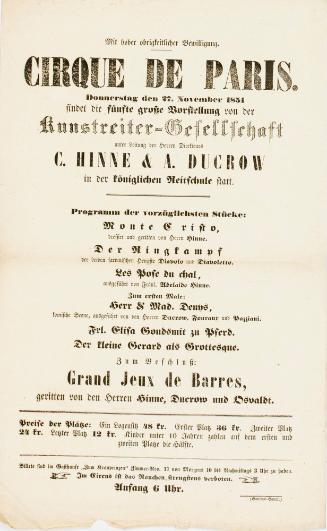 Cirque de Paris. November 27, 1851