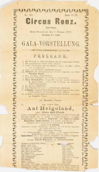 Portion of a Circus Renz bill. February 6, 1892